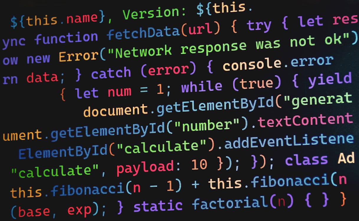 Colorful JavaScript Code Display on Screen · Free Stock Photo