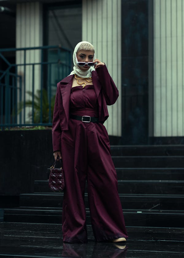 Burgundy knit paired with leopard skirt