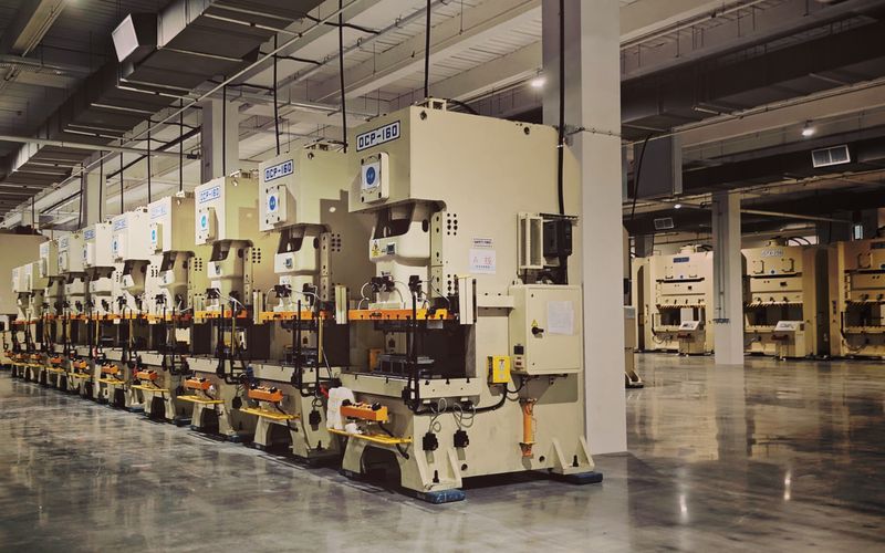 Industrial factory floor with production machinery