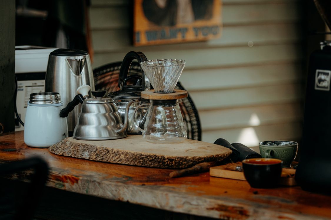 Rustic Coffee Brewing Setup on Wooden Table · Free Stock Photo