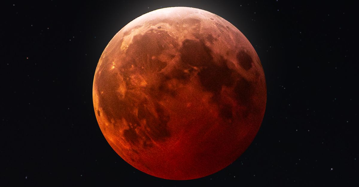 Rüyada Gökyüzü Seyretmek - Rüya Tabiri ve Anlamı - A captivating view of a blood moon during a lunar eclipse surrounded by distant stars.