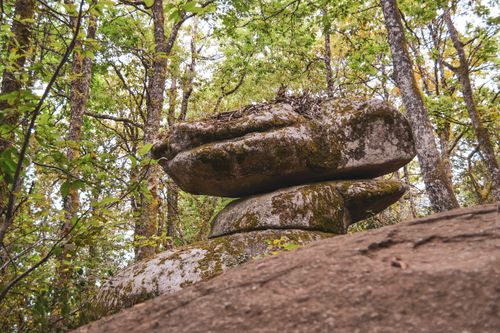 Free Beautiful granite boulders in Lacrouzette forest, Occitanie, France. Stock Photo