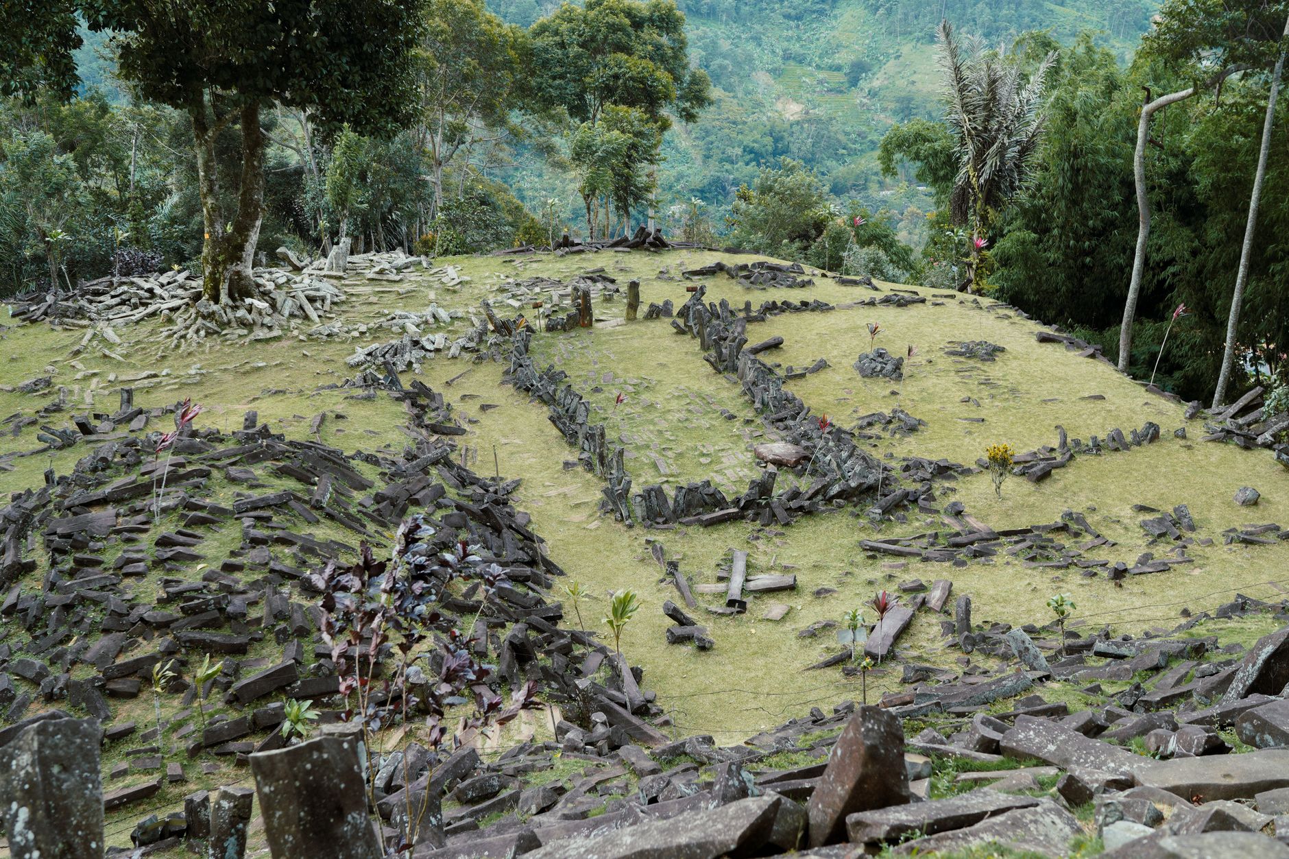 Explore the mysterious ancient stone ruins nested amidst lush greenery and tranquil nature.