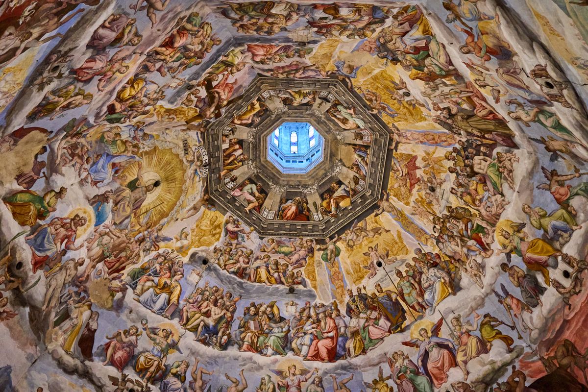 Vasari and Zuccari Last Judgment frescoes painted on the interior of Brunelleschi dome Florence Cathedral