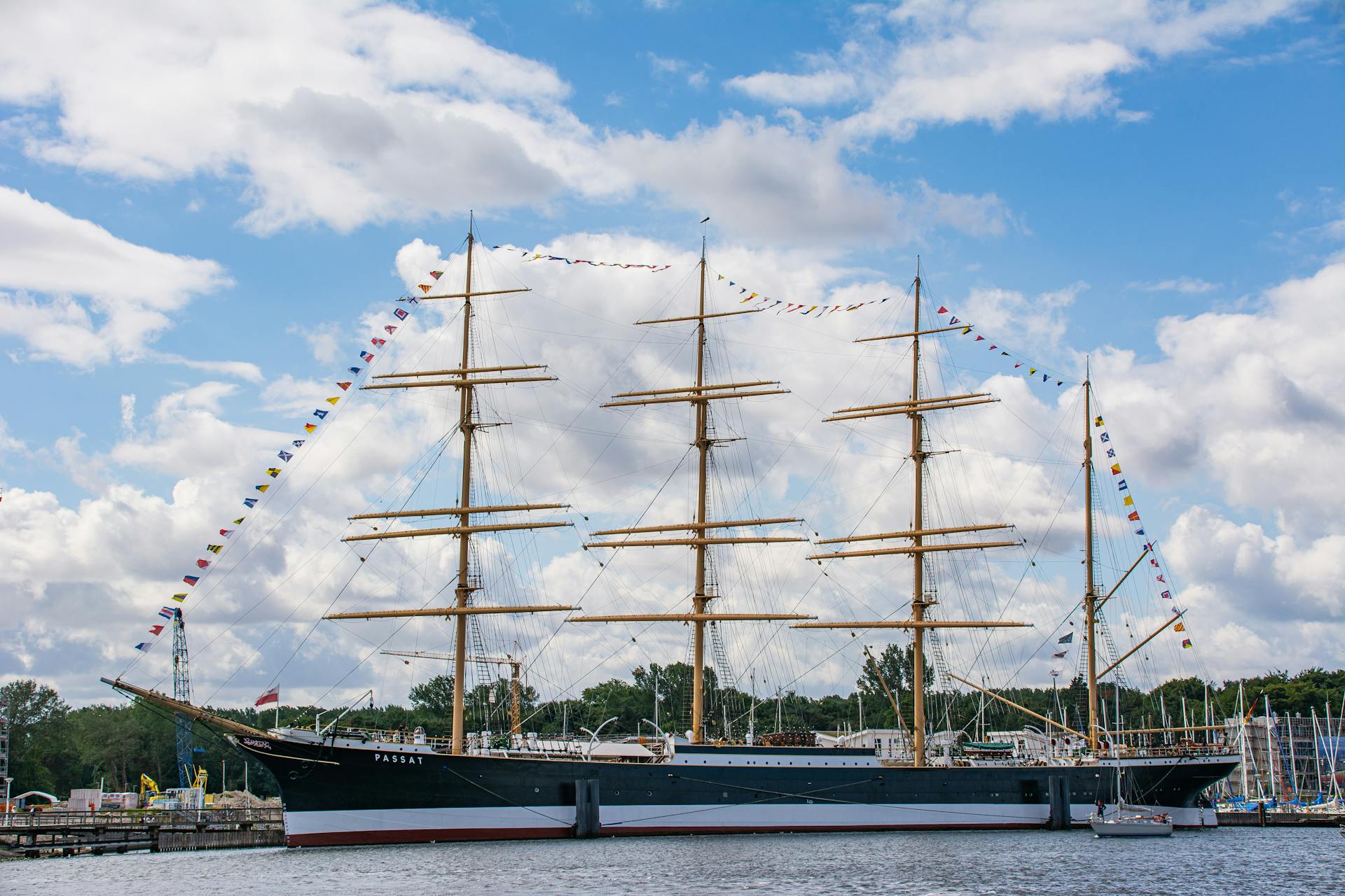 A majestic view of the sailing ship Passat docked in Lübeck, Germany.