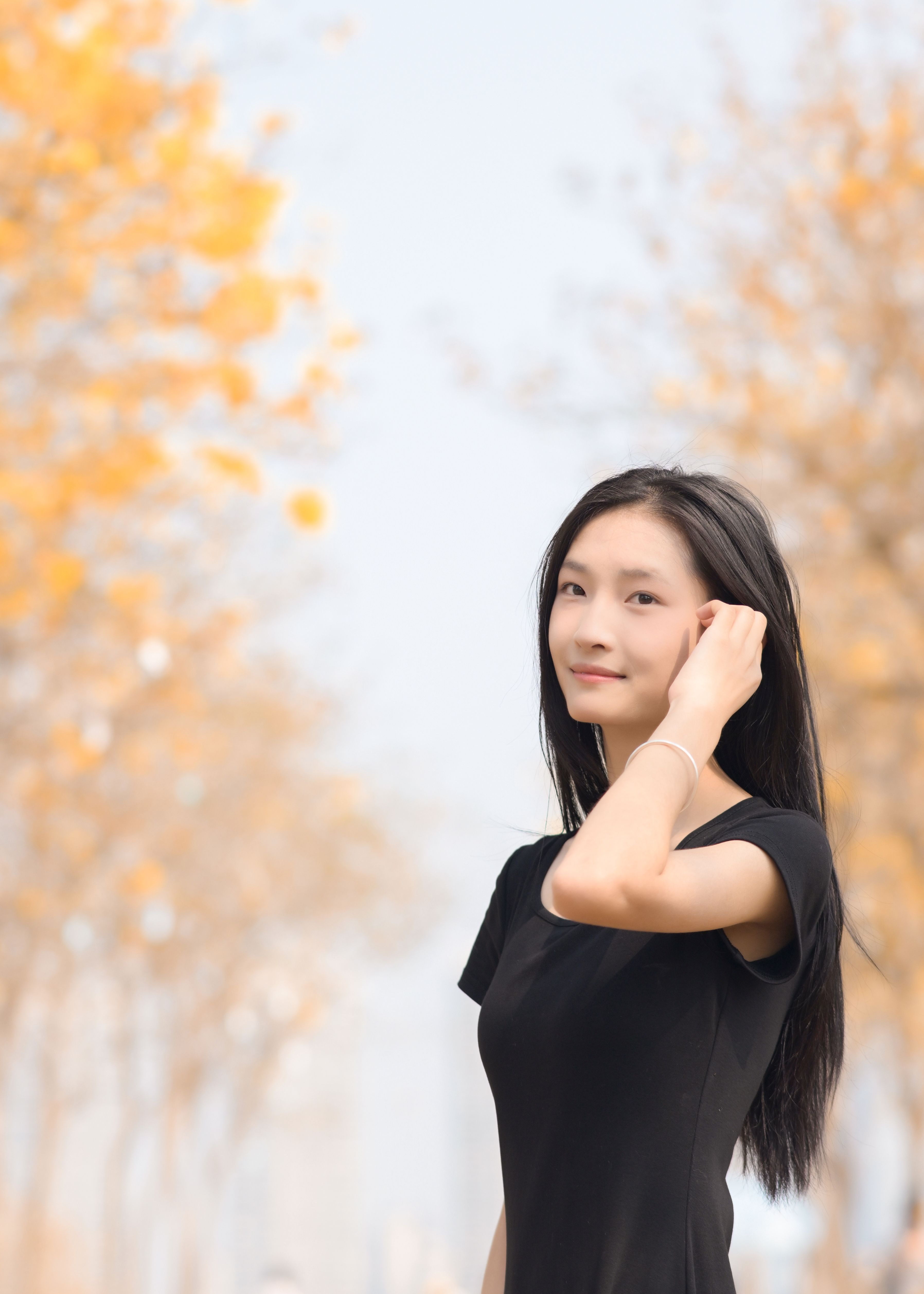 Outdoor Portrait of Woman in Black Dress  Free Stock Photo