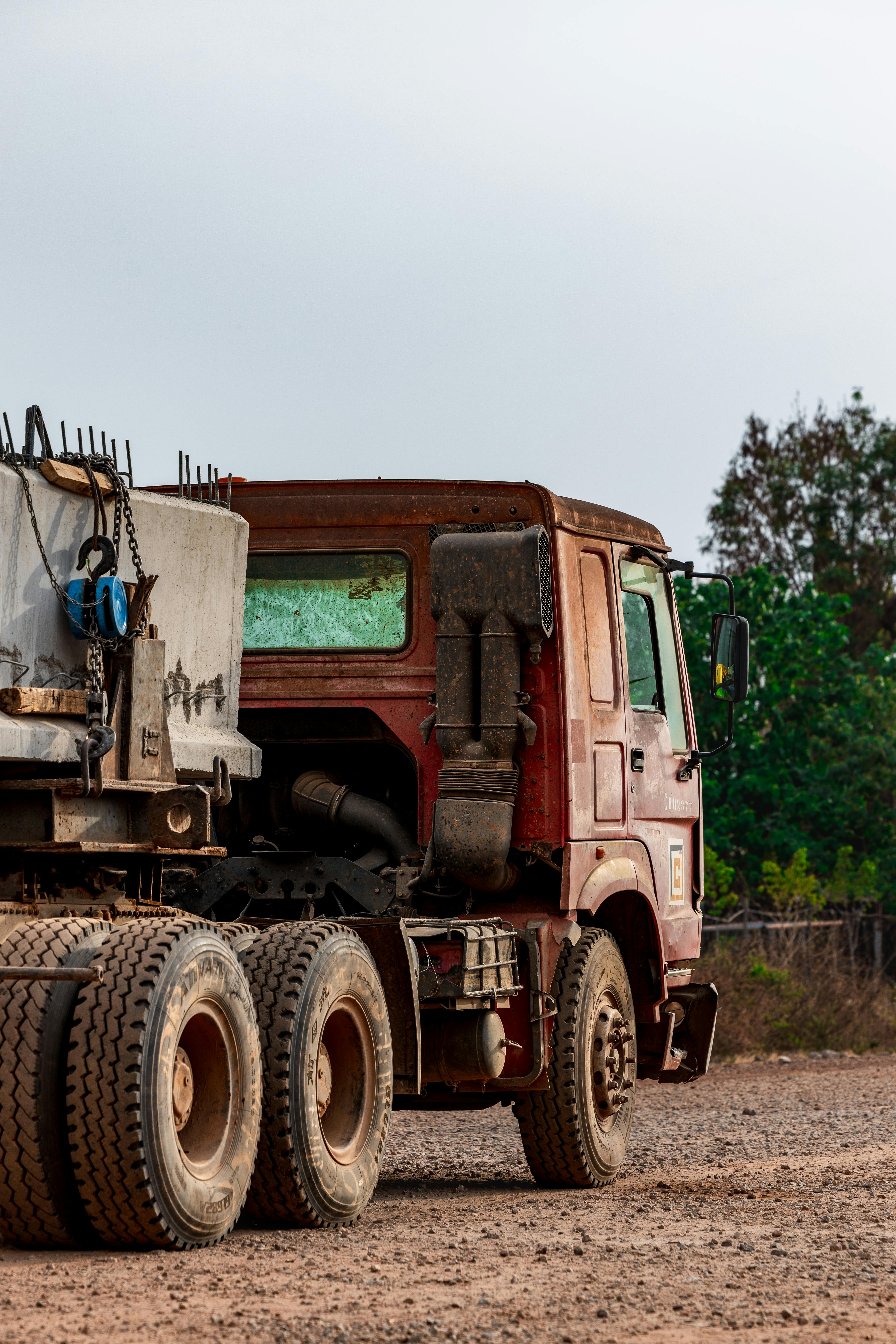 Rugged truck on gravel road in Nigeria