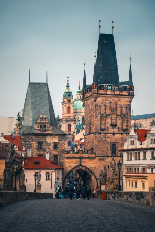 Free Explore the stunning Baroque architecture on Charles Bridge in Prague, Czech Republic. Stock Photo