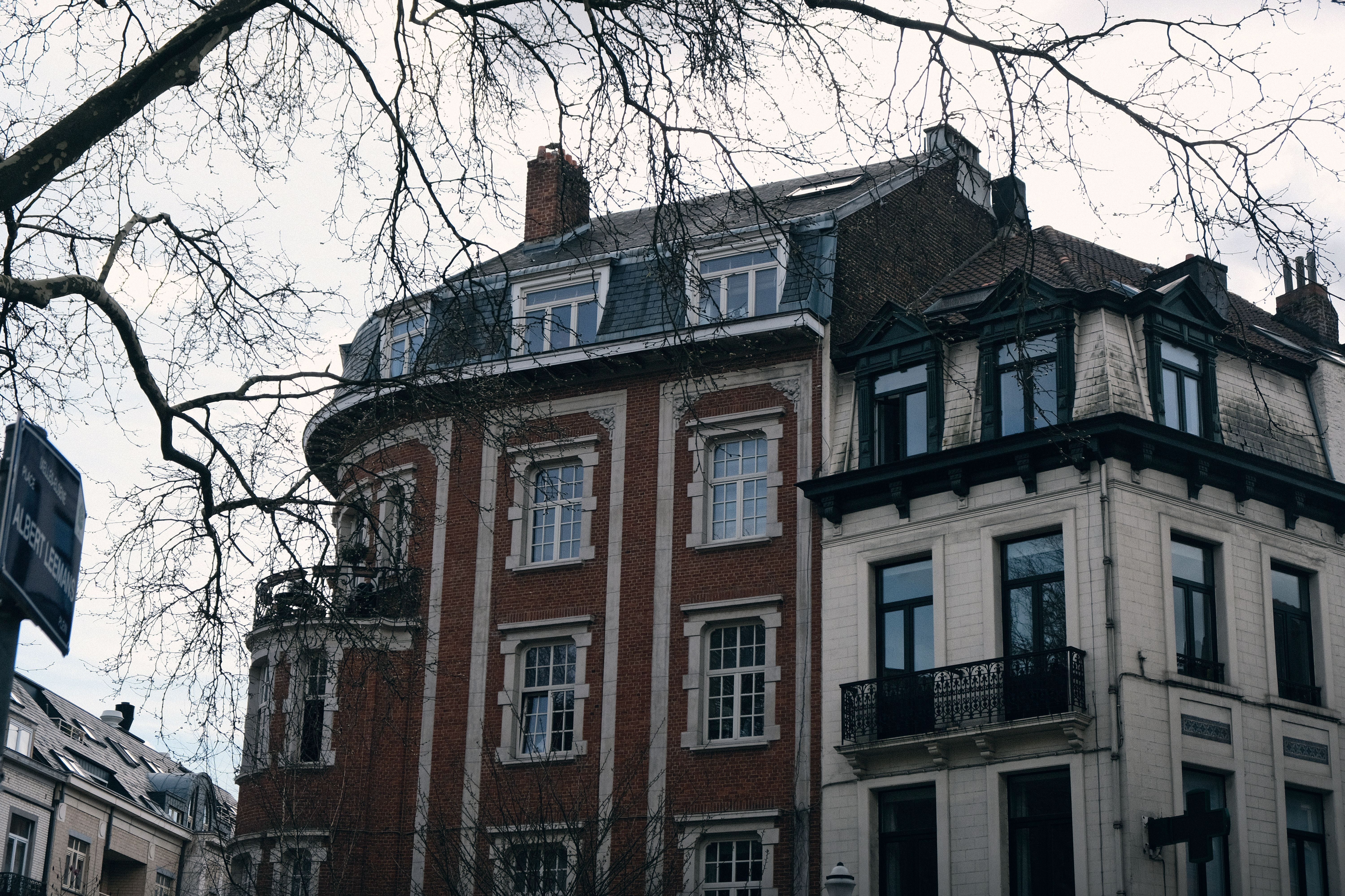 Classic Brussels cityscape featuring historic architecture and serene vibe in a winter setting.