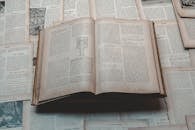 Vintage Book with Open Pages on Literature