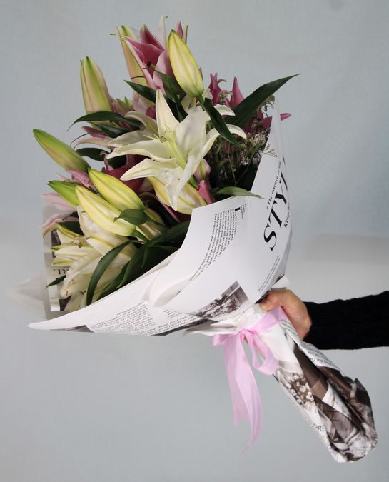 Bouquet of Asiatic and Oriental lilies