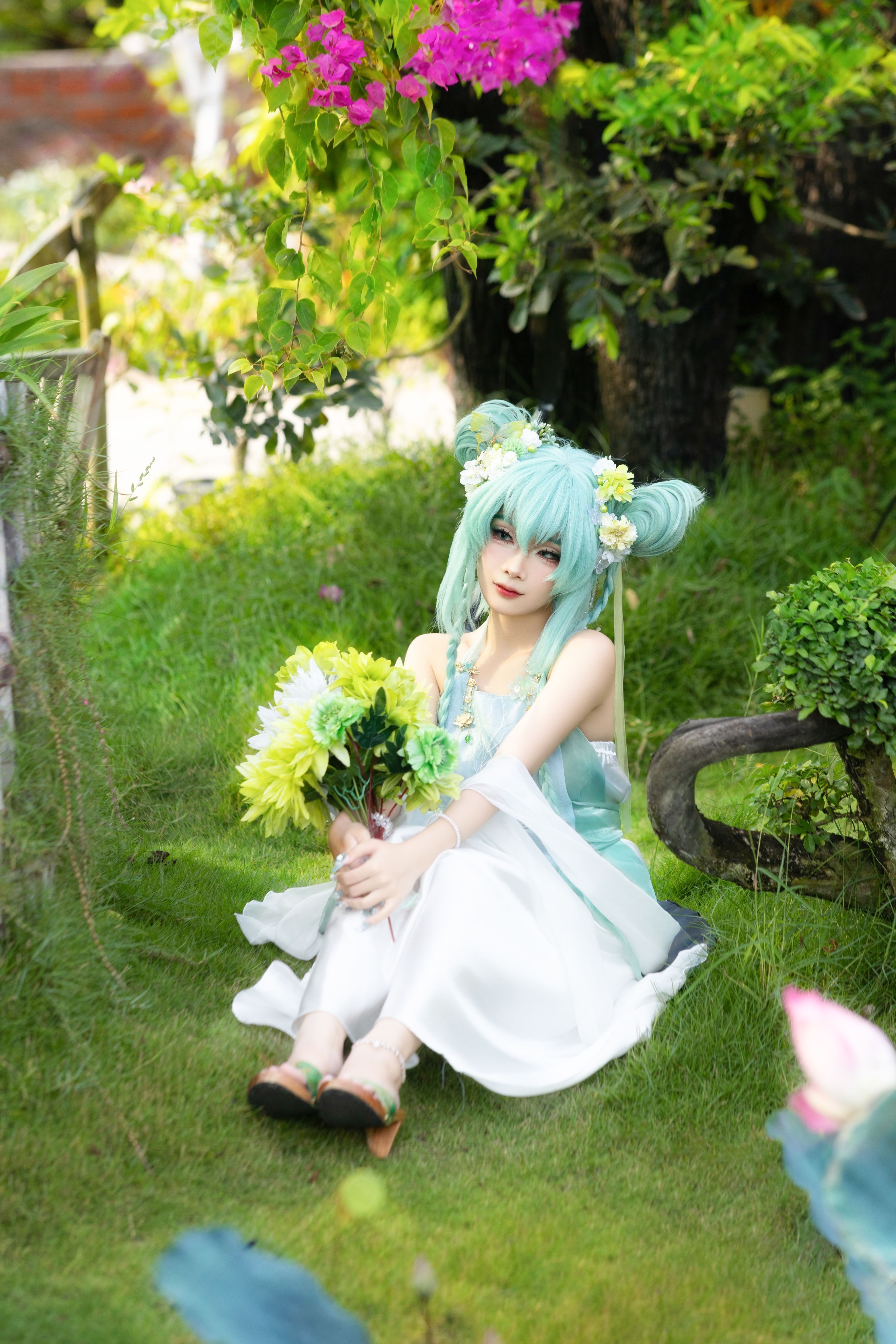 Enchanting Cosplay Character in Lush Garden · Free Stock Photo