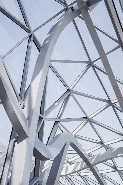 Low Angle Photo of Metal Frame Glass Ceiling