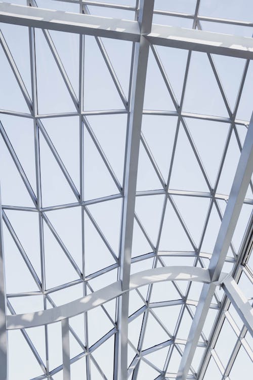 Low Angle Photo of Metal Frame Glass Ceiling
