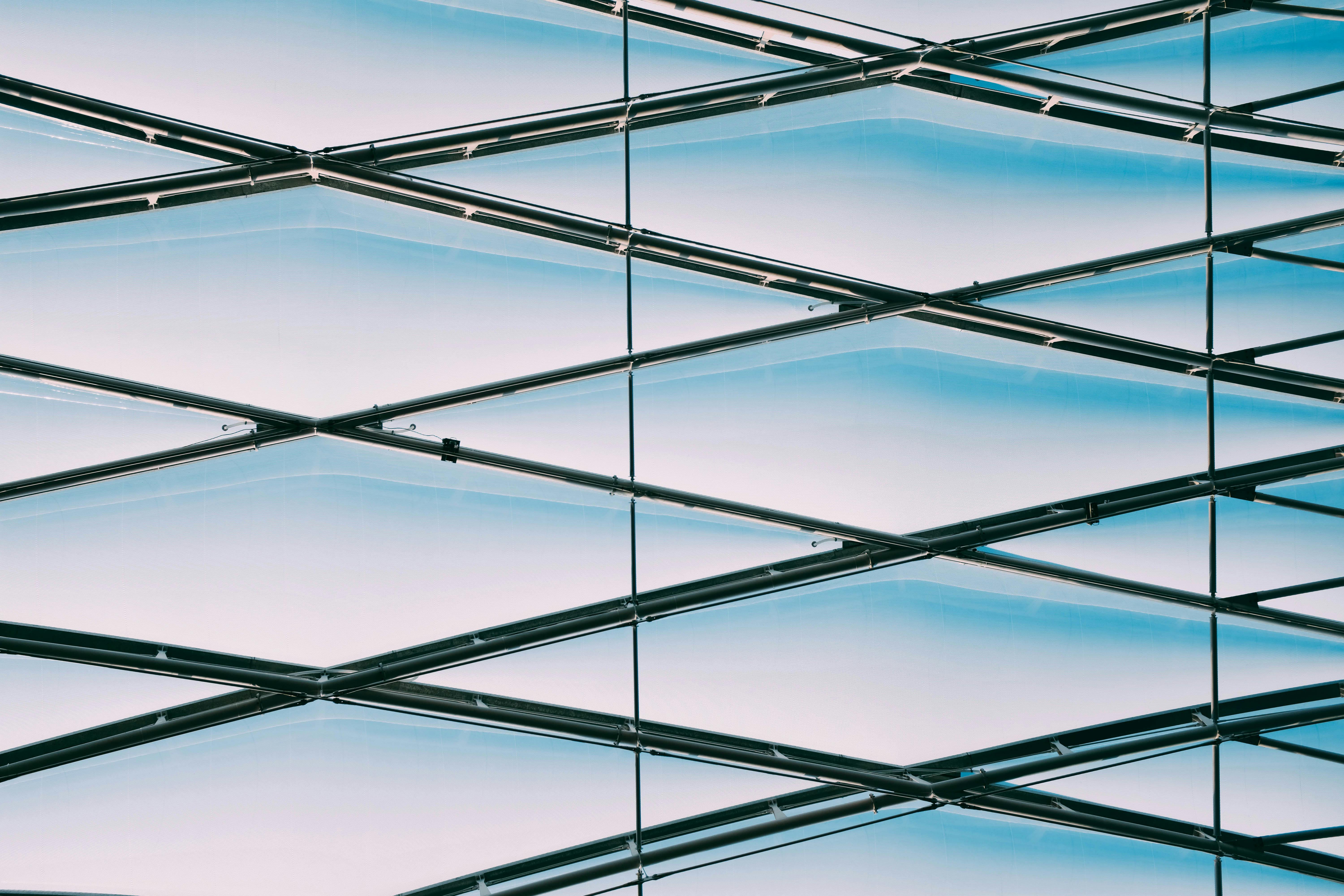 Metal Frame Glass Ceiling · Free Stock Photo