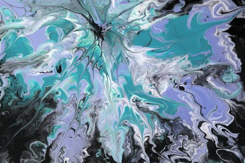 Free An artistic fluid painting with swirling pastel colors and abstract patterns, creating a visually vibrant composition. Stock Photo