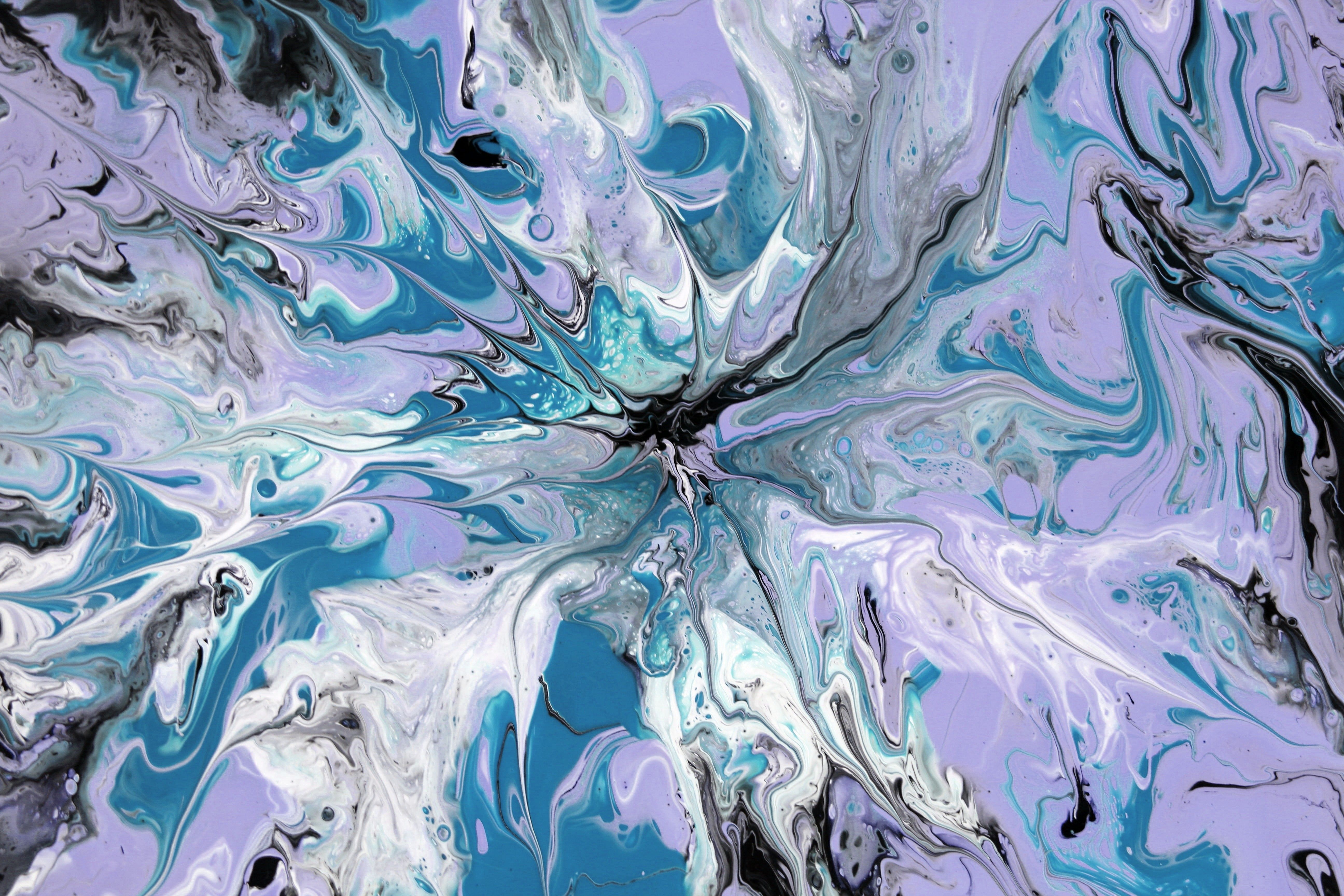 Vibrant Abstract Fluid Painting in Cool Tones · Free Stock Photo