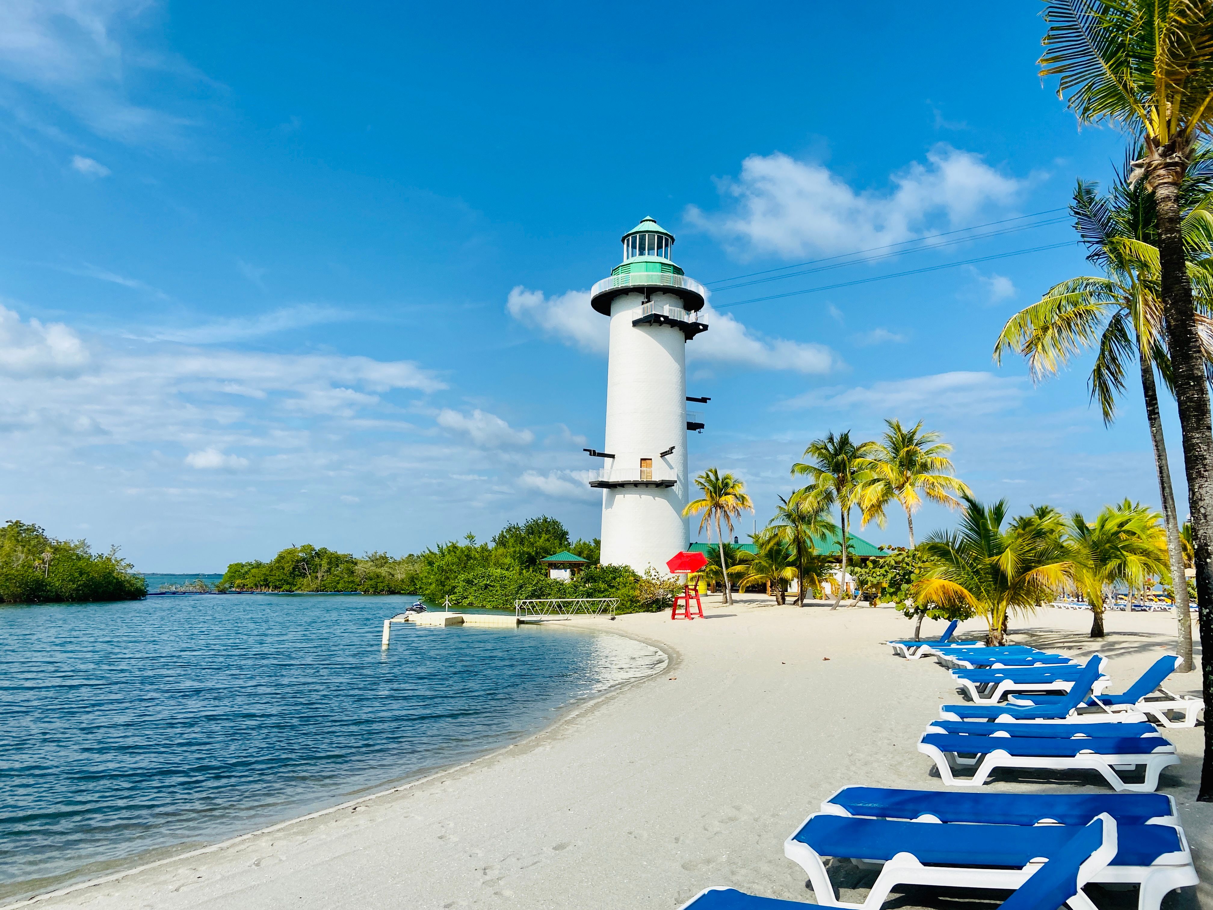 Lighthouse and beach in Placencia, Belize