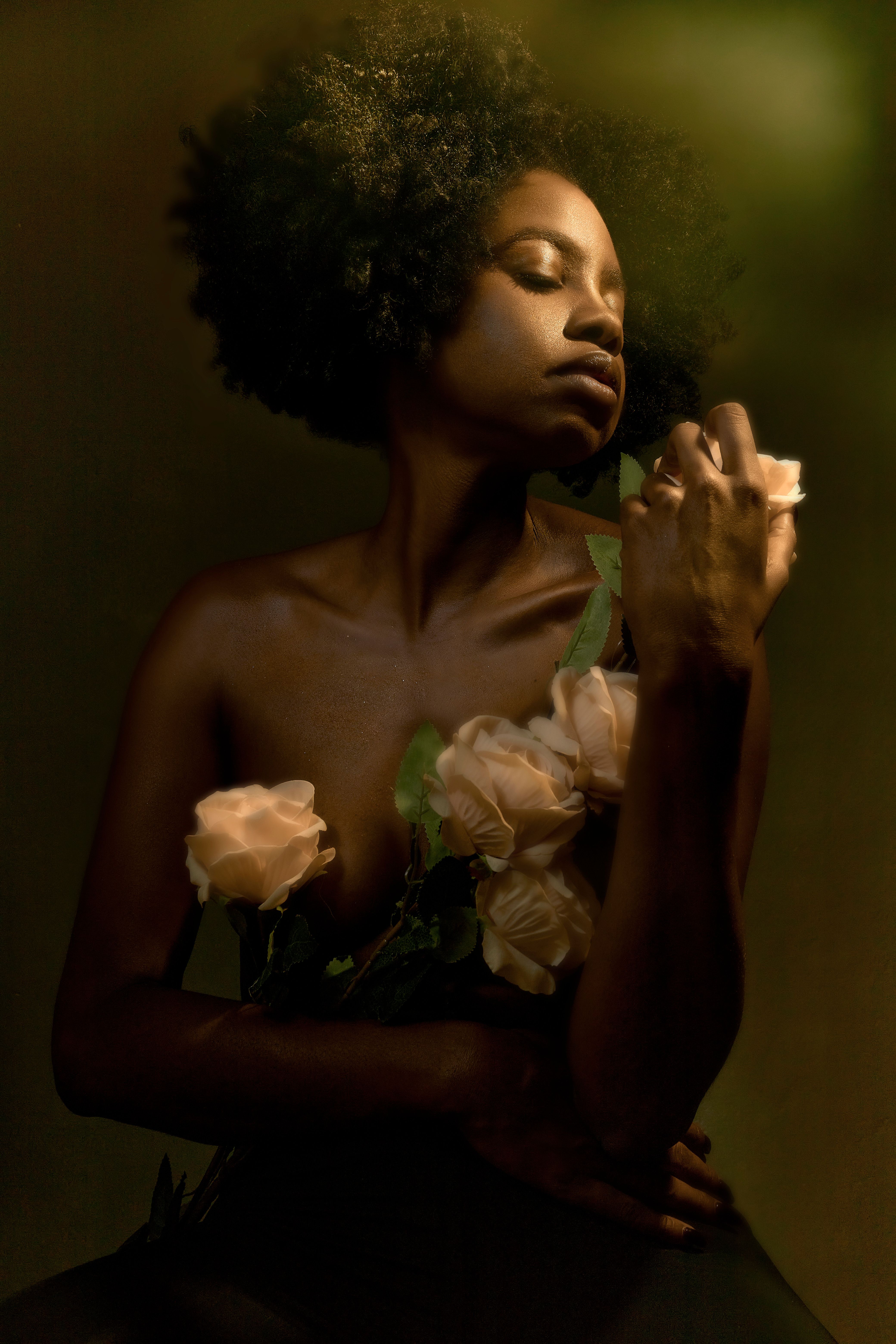 Artistic Portrait of Woman with Roses · Free Stock Photo