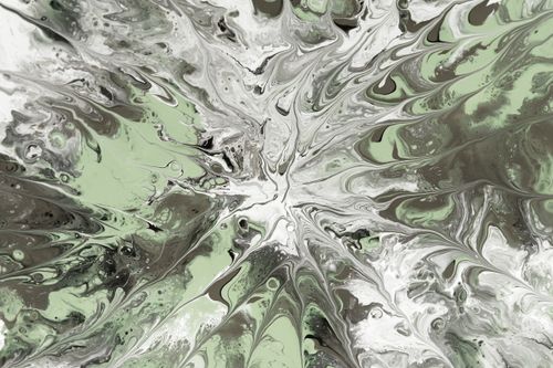 Free Mesmerizing abstract fluid art with swirling patterns in green and white tones, creating a dynamic and organic visual. Stock Photo
