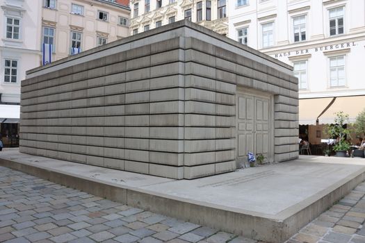 The solemn Holocaust Memorial at Judenplatz, Vienna, Austria.