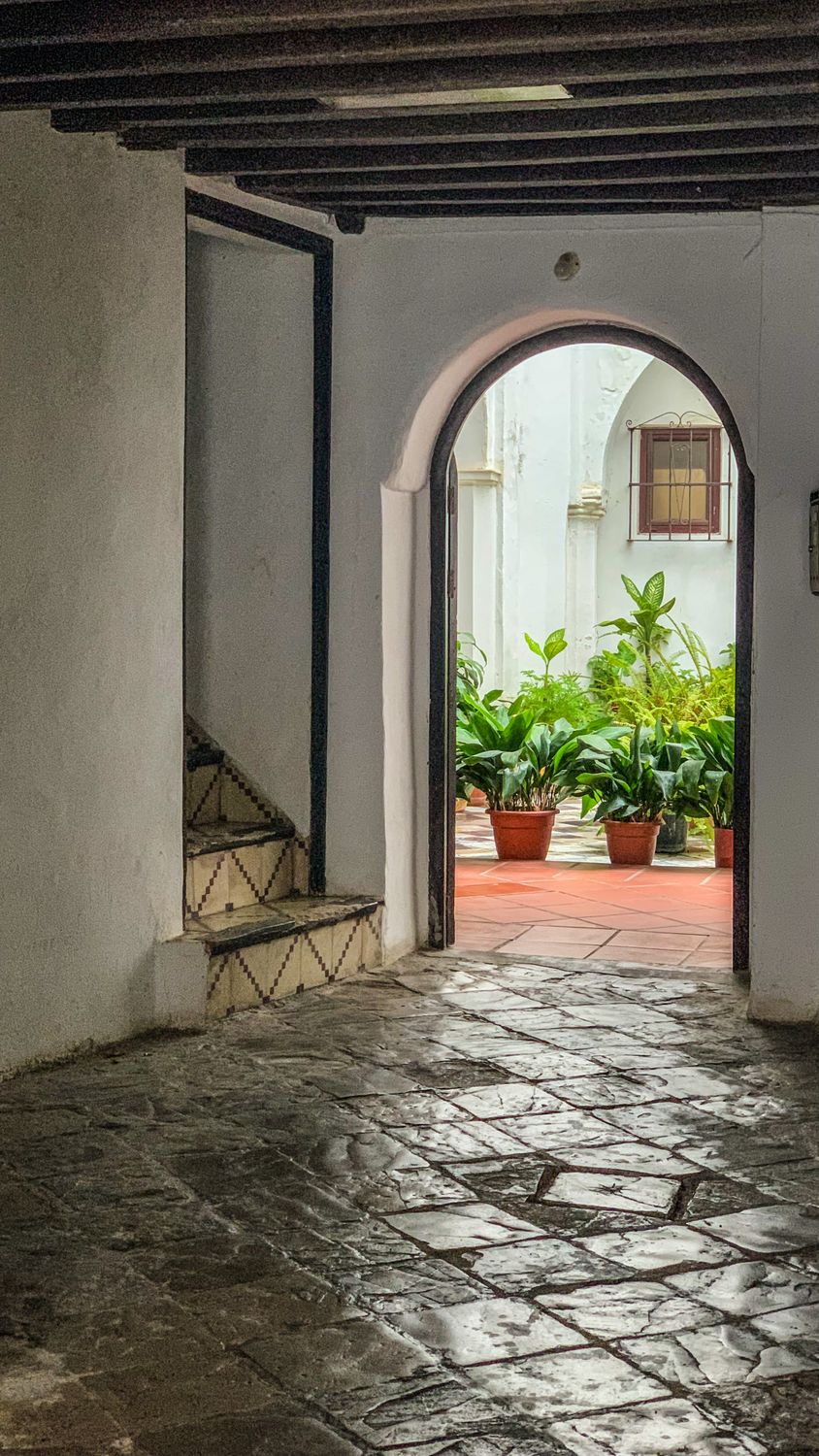 Arco Interior Histórico Que Conduce A Un Exuberante Jardín · Foto de ...