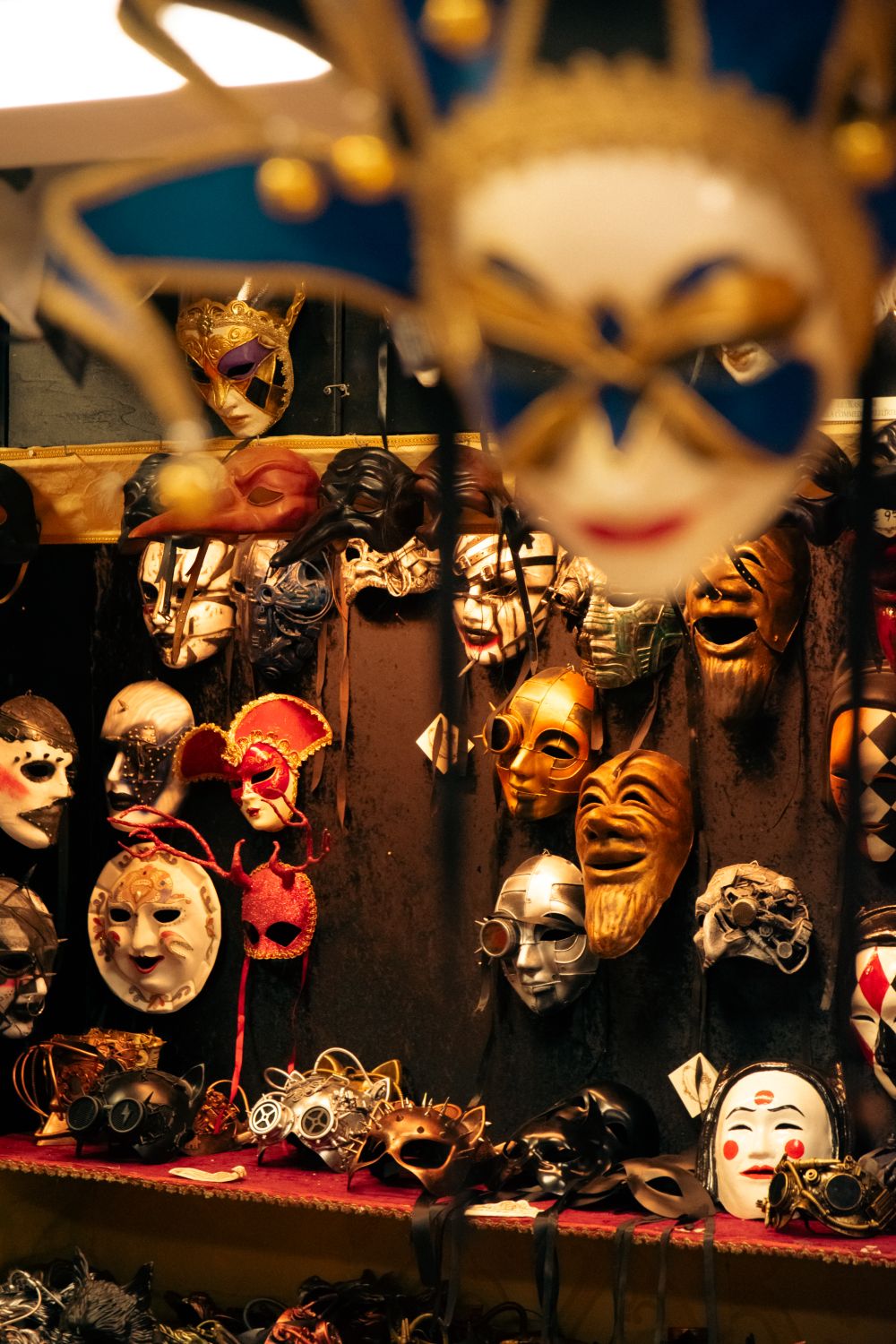 Scretched Mask Display Venetian Masks on Display in Venice Shop · Free Stock Photo