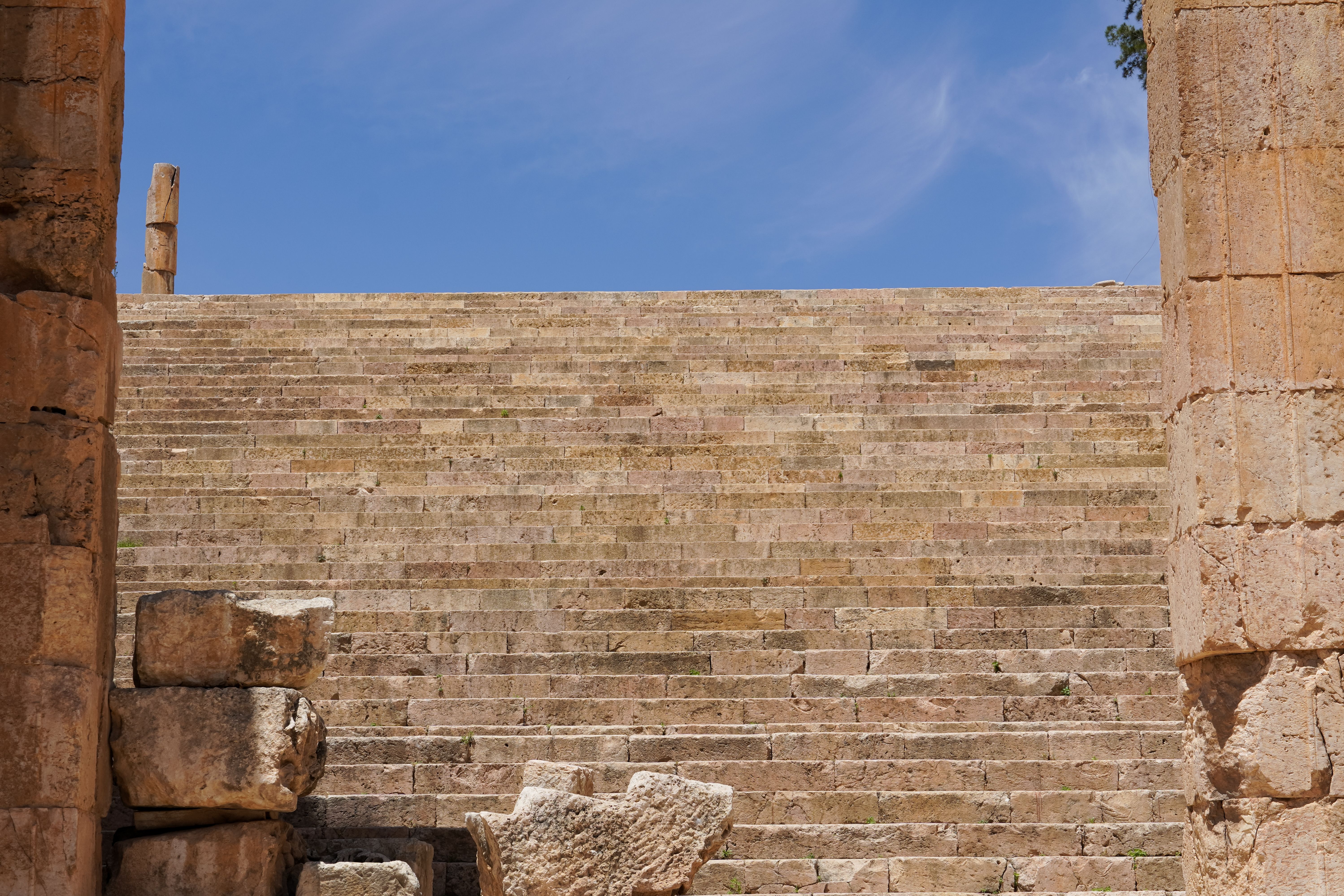 Explore the ancient stone steps of Jerash, a significant archaeological site in Jordan.