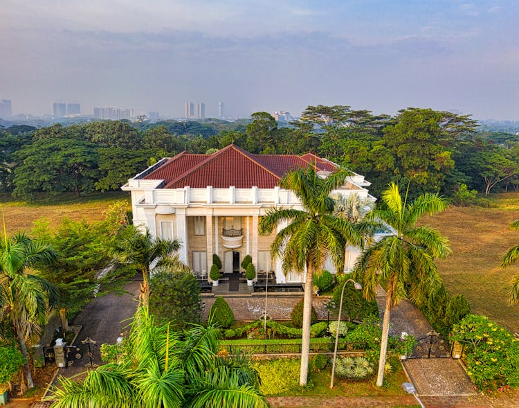 Aerial Shot Of Mansion