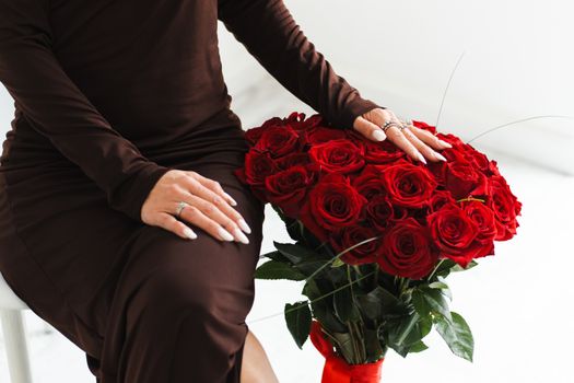 Woman with roses bouquet