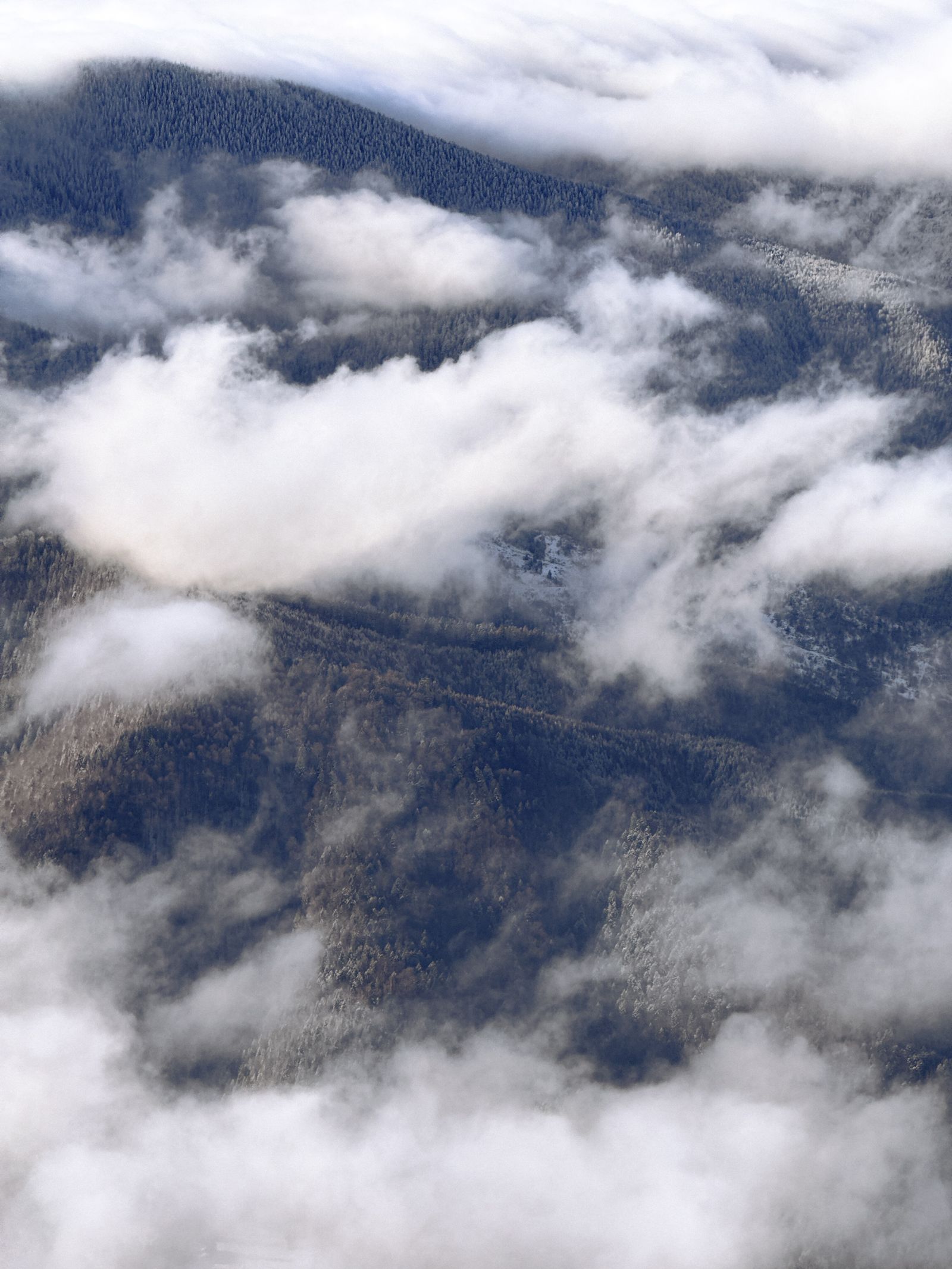 Misty aerial view of hills in Meghalaya
