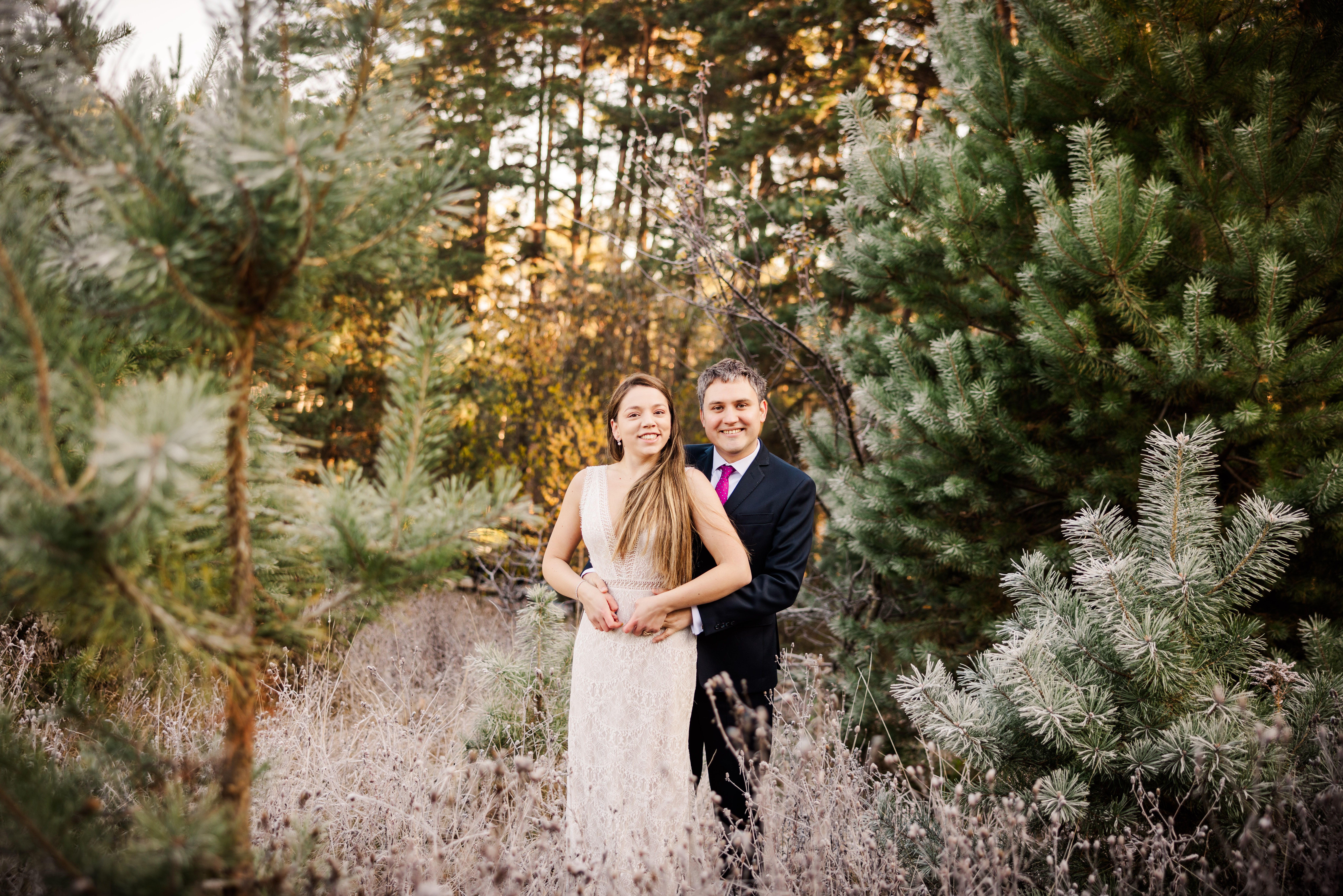 outdoor-wedding-couple-in-forest-setting-free-stock-photo