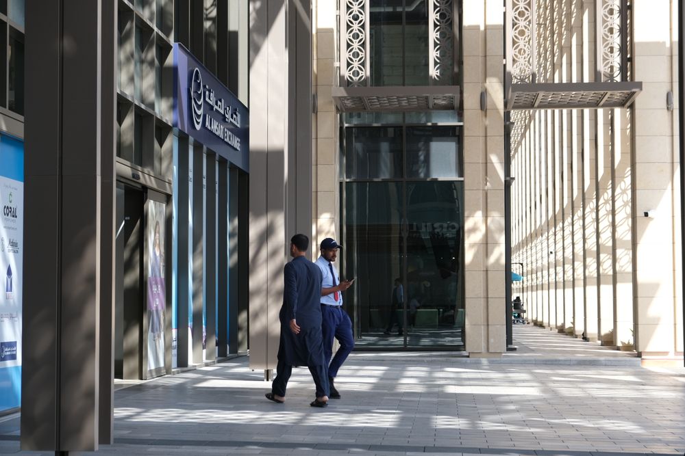 Street and modern buildings in Dubai business district