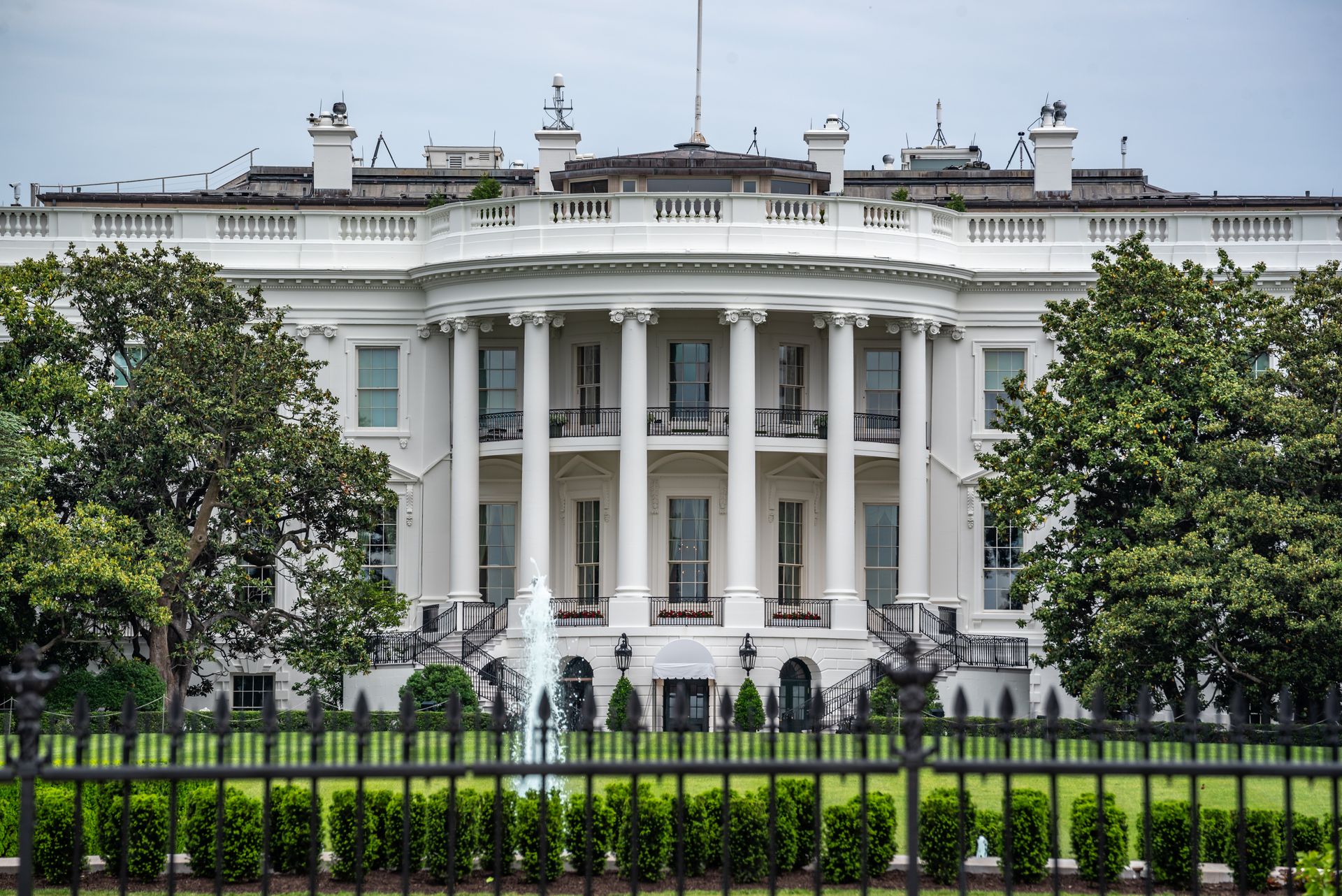 White House south facade in overcast dusk light