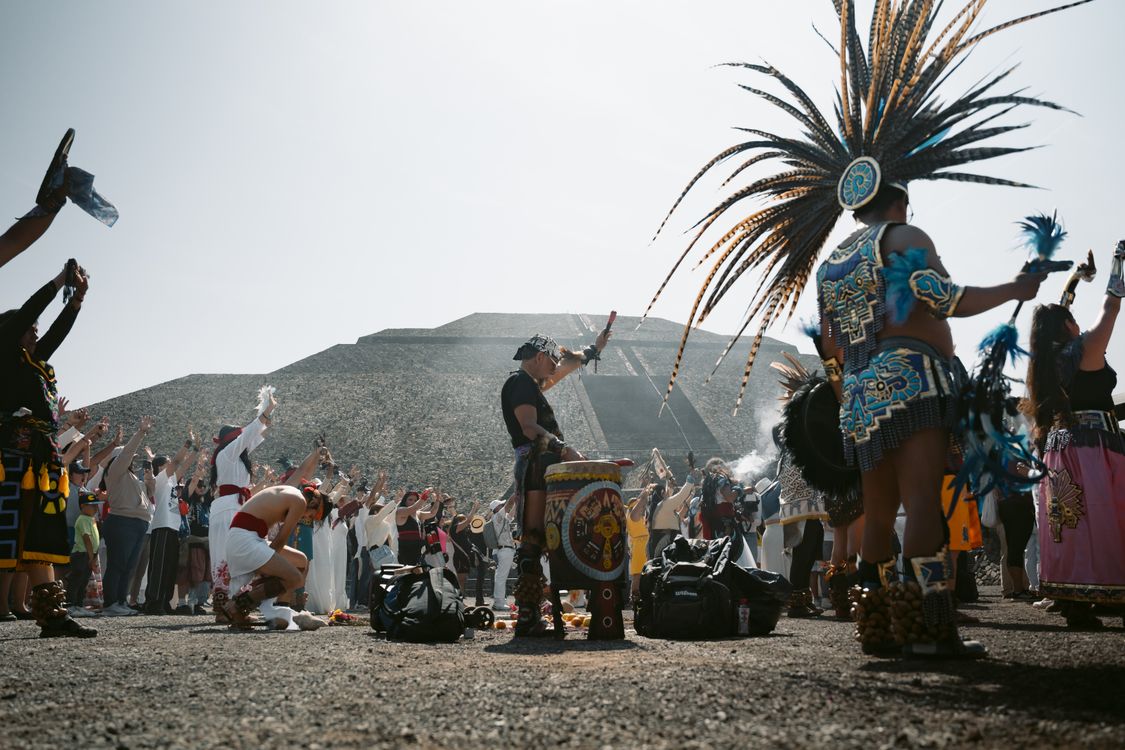 Aztec Pyramid Rituals Traditional Ritual at Teotihuacán Pyramid · Free Stock Photo