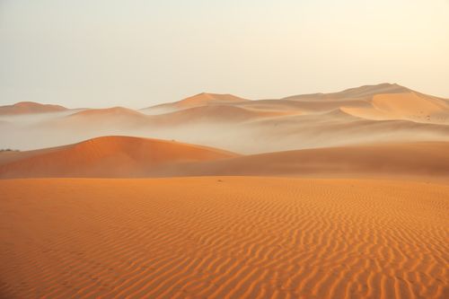 Free Vast golden sand dunes in the desert under soft morning light, perfect for tranquility themes. Stock Photo