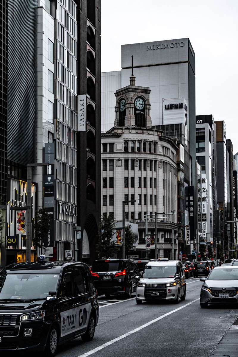 Ginza street with the Wako clock tower, Tokyo