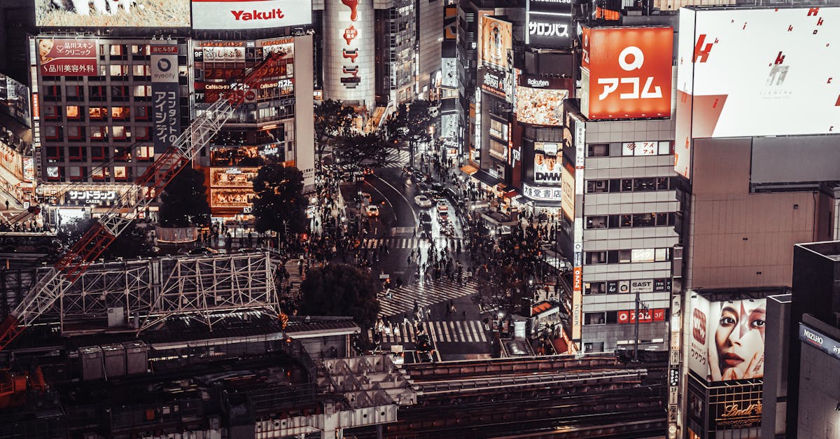 Shibuya Crossing Tokyo Neon Lights Pedestrians