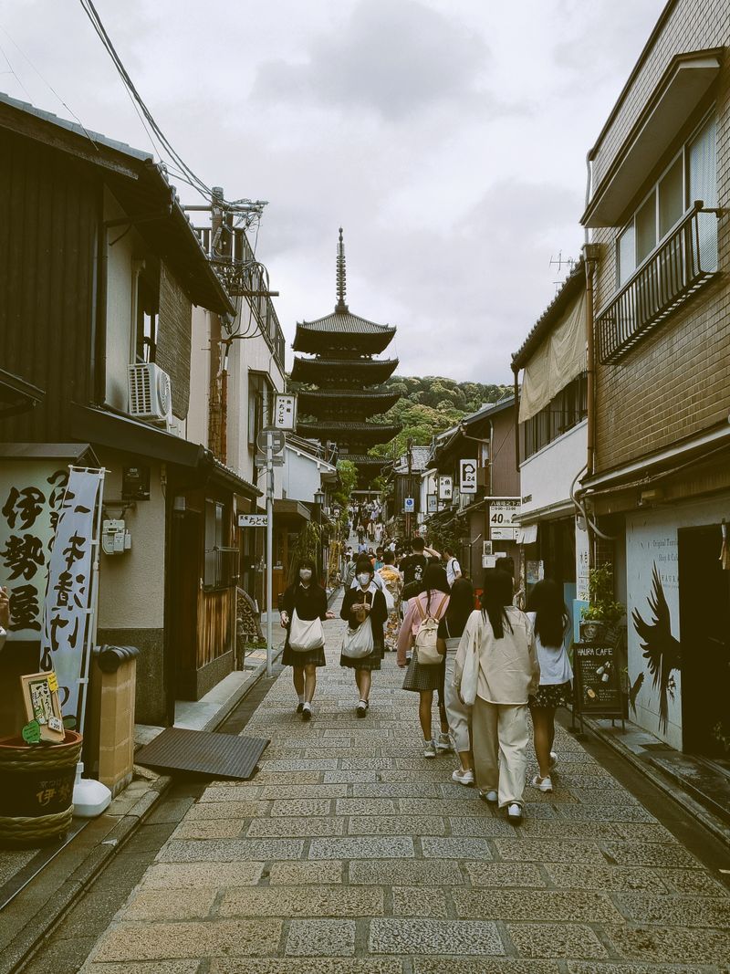 A traditional street in Kyoto leading to Yasaka Pagoda