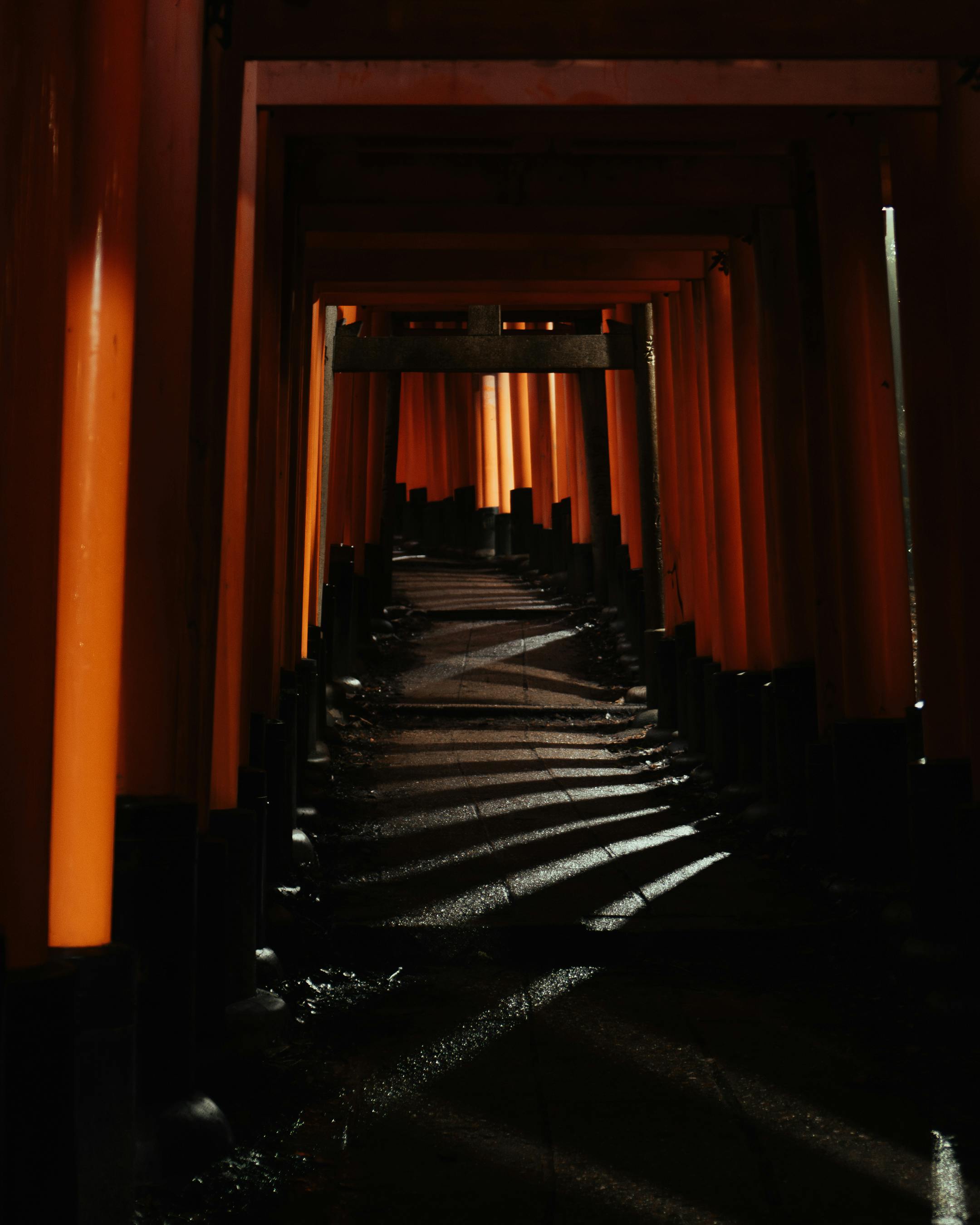 Explore the mesmerizing red torii gates of Fushimi Inari Shrine in Kyoto.