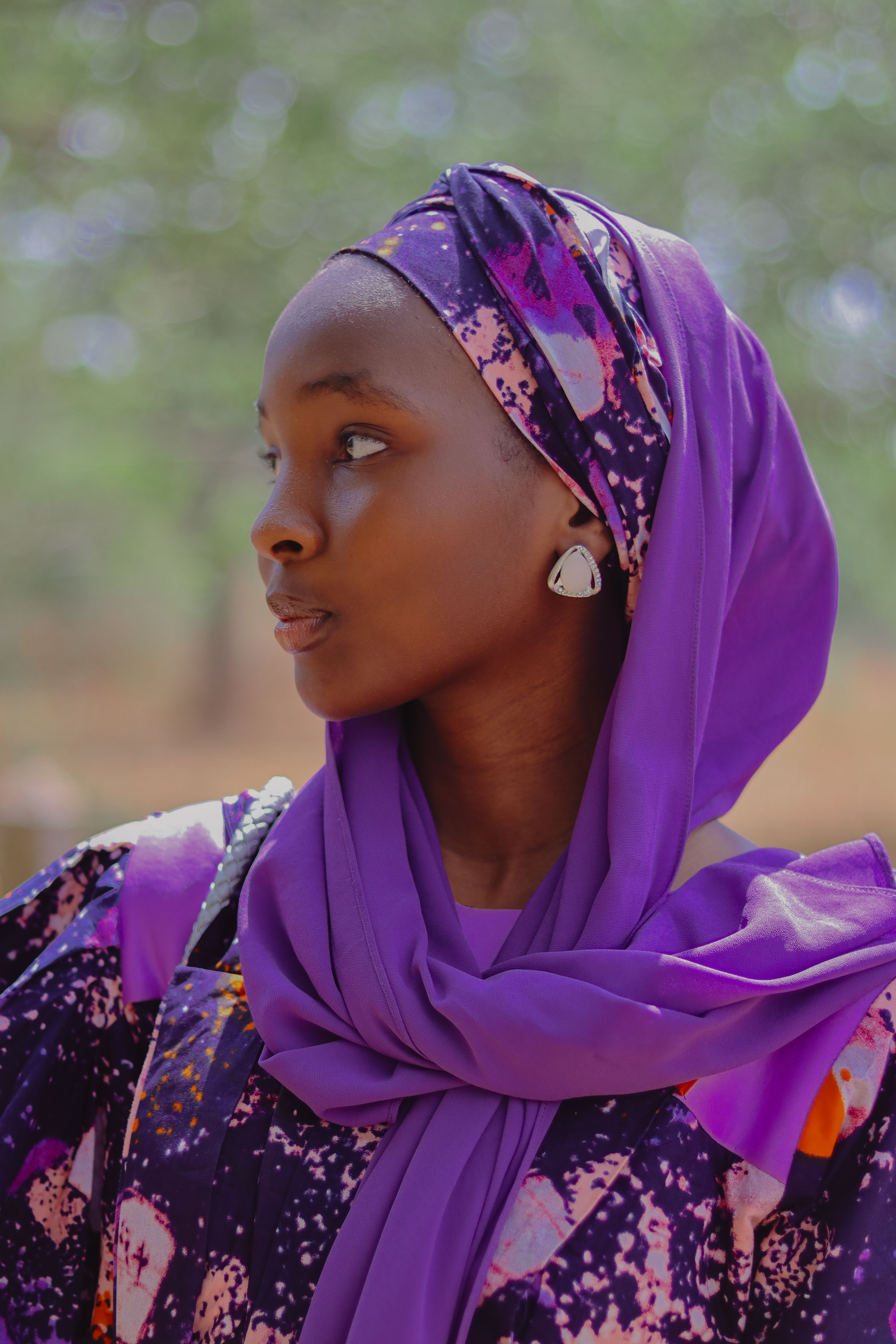 Portrait of Woman Outdoors in Vibrant Hijab · Free Stock Photo