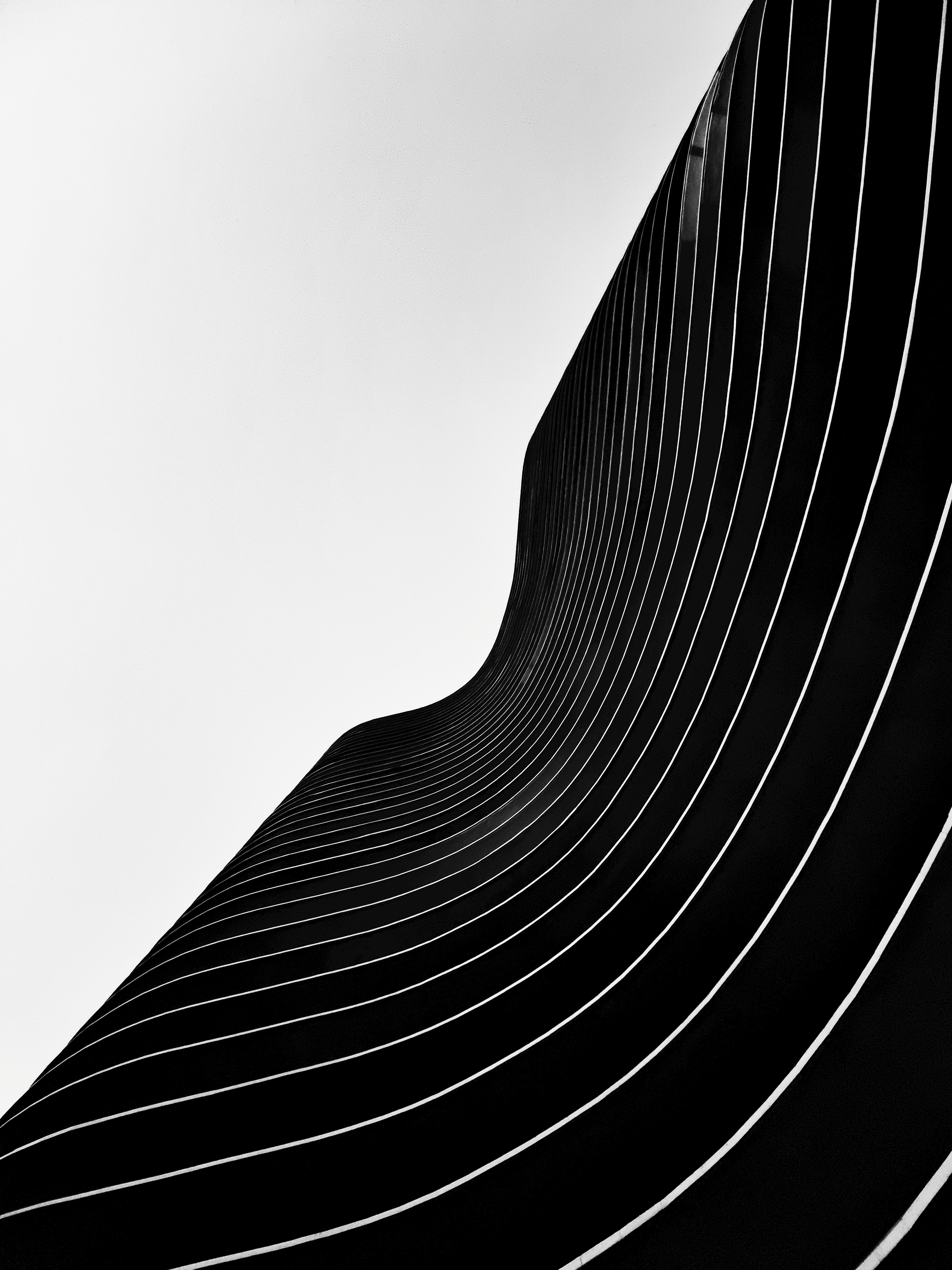 Kostenlos Beeindruckendes Schwarzweißbild geschwungener Architektur mit klaren Linien und abstraktem Design. Stock-Foto