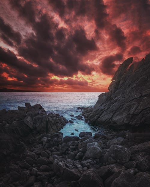 Free stock photo of beautiful landscape, beautiful sunset, blue sea Stock Photo