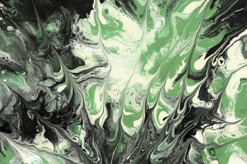 Free Dynamic abstract art with vibrant green and black swirls in fluid style, perfect for modern spaces. Stock Photo