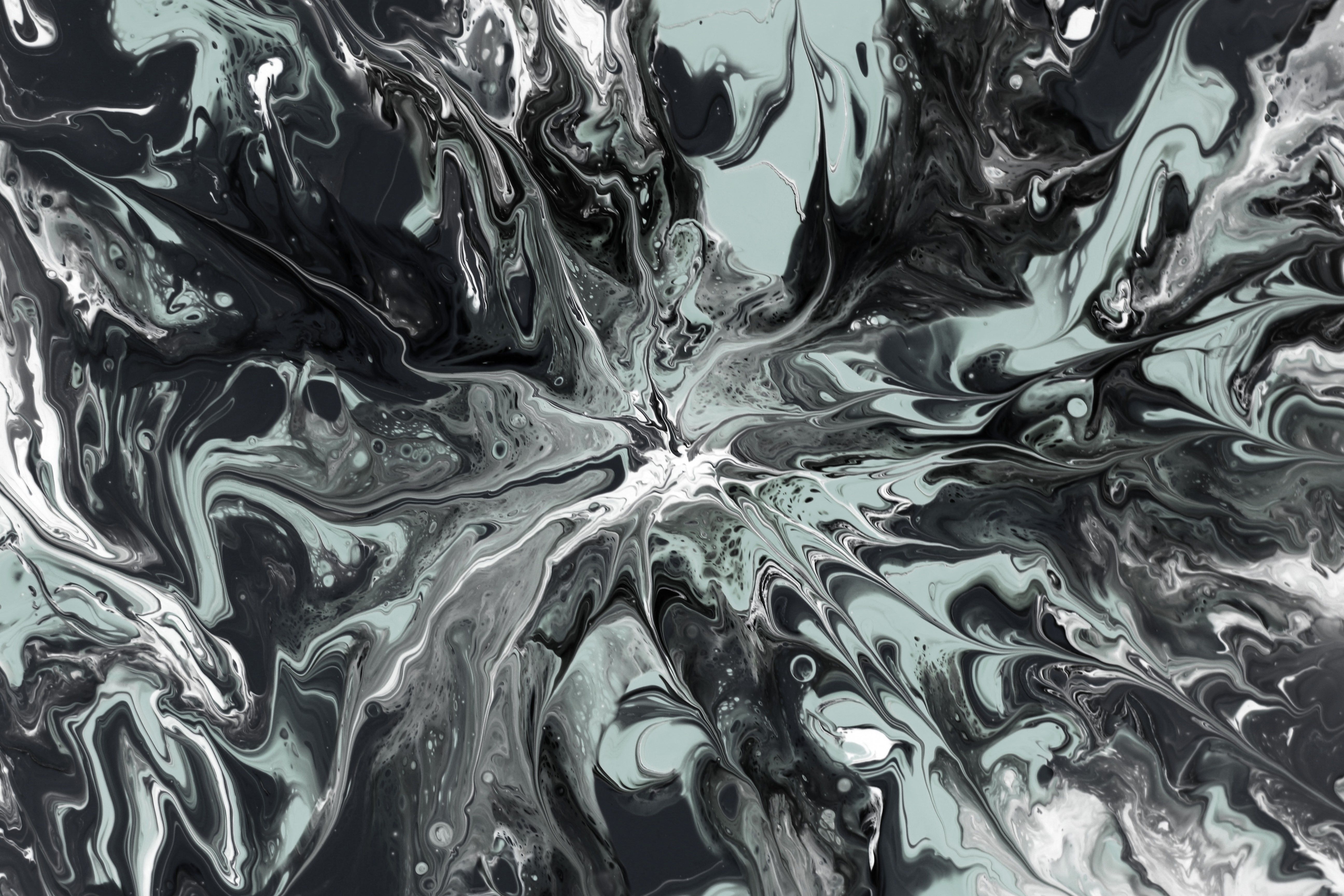 Abstract Black and White Fluid Art Texture · Free Stock Photo