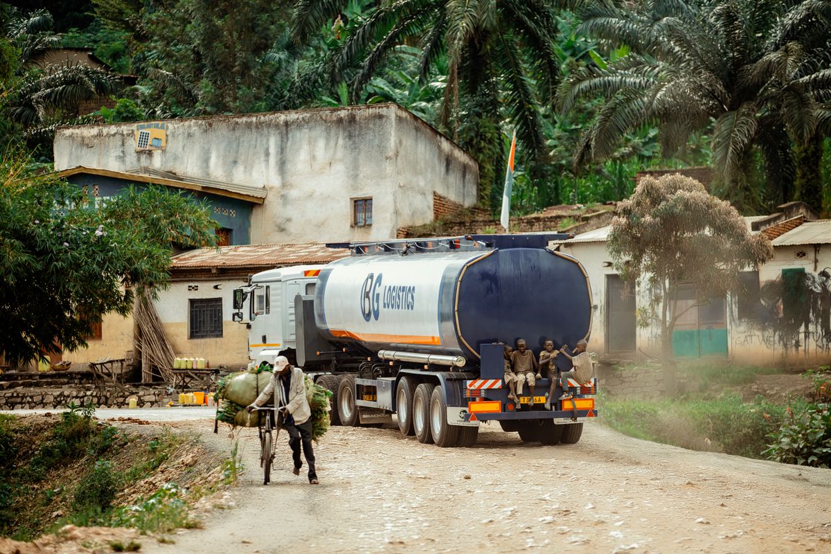 Logistics truck on a rural African road