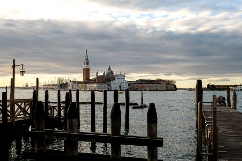 Free Picturesque view of San Giorgio Maggiore island across the water in Venice. Stock Photo