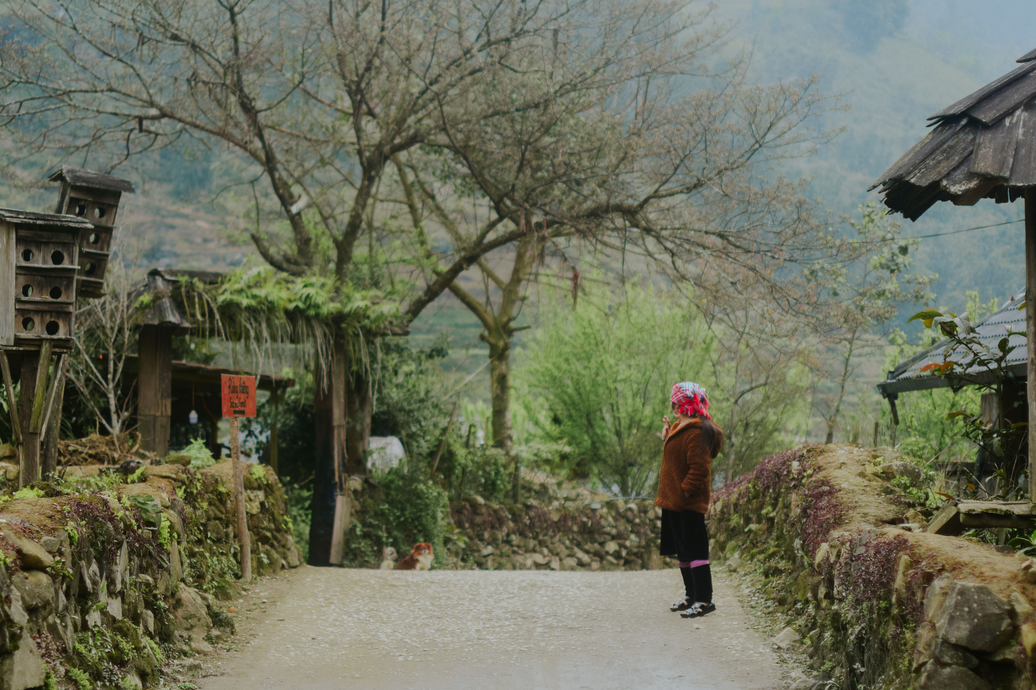 Child in Traditional Attire on a Rustic Pathway · Free Stock Photo