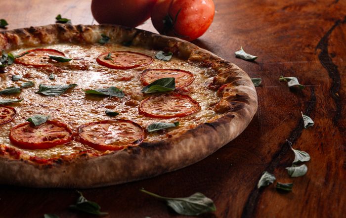 Wood-fired margherita pizza