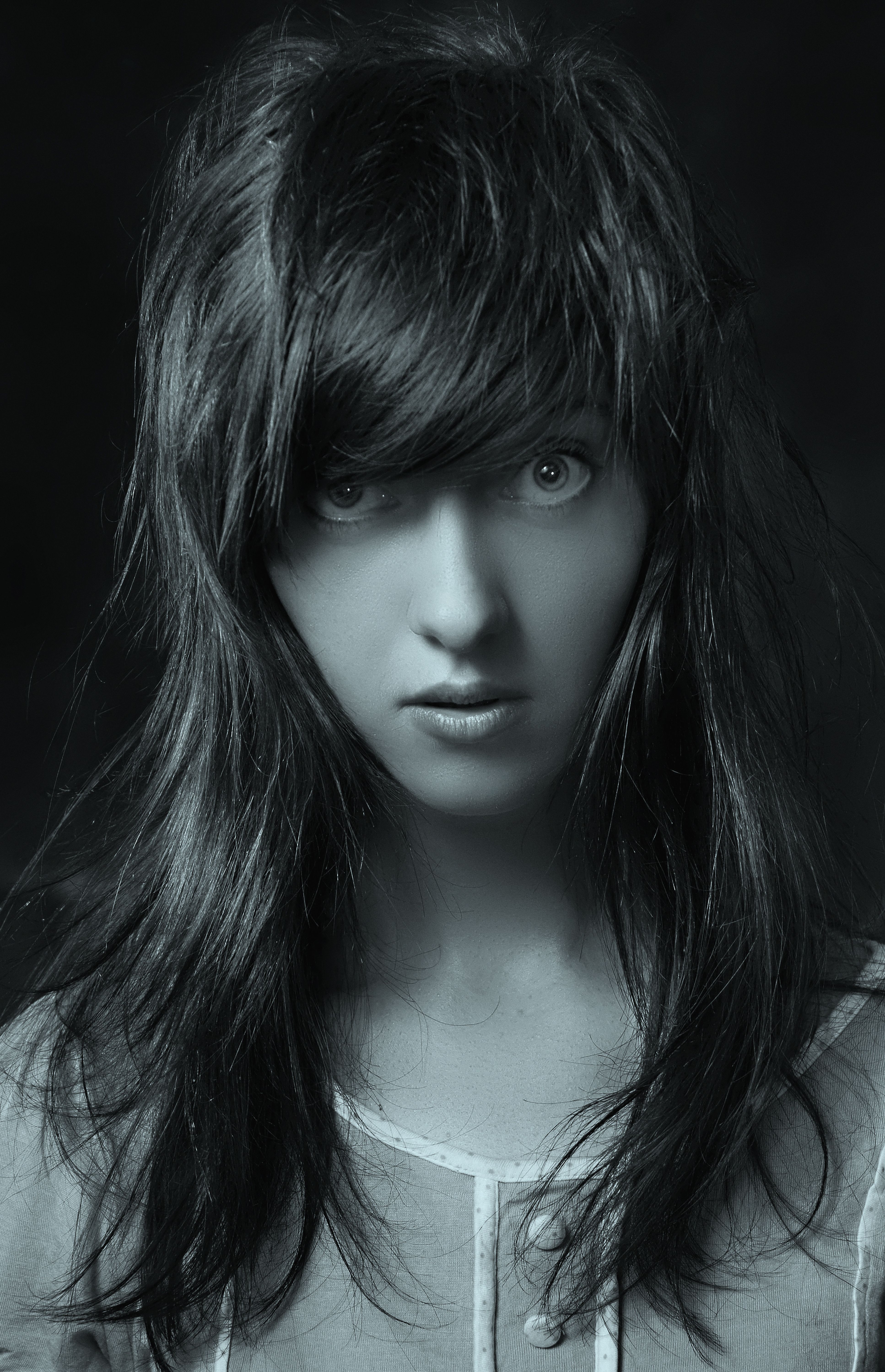 Monochrome Portrait of a Woman with Intense Gaze · Free Stock Photo